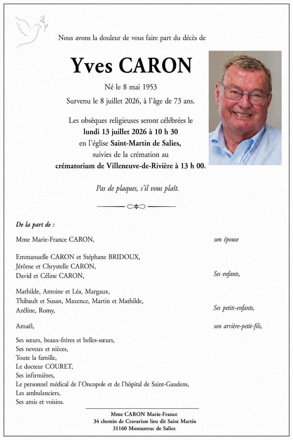 Caron yves deces